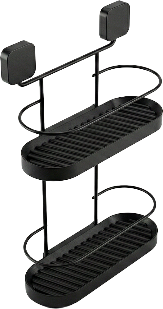 Suporte Banheiro Duplo Aco Metaltru Red Preto Adesivo 3m