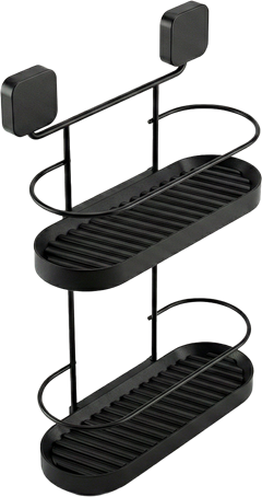Suporte Banheiro Duplo Aco Metaltru Red Preto Adesivo 3m