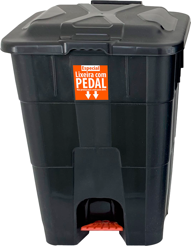 Lixeira Plastica Antares Com Pedal Preta 30l