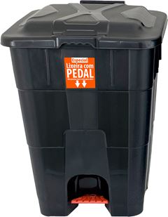 Lixeira Plastica Antares Com Pedal Preta 30l
