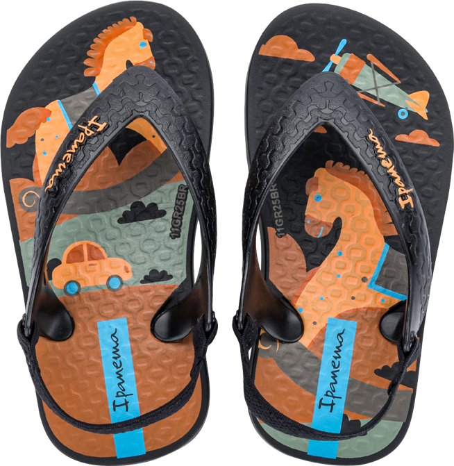 Sandalia Ipanema Masc Baby Preto/Preto/Laranja