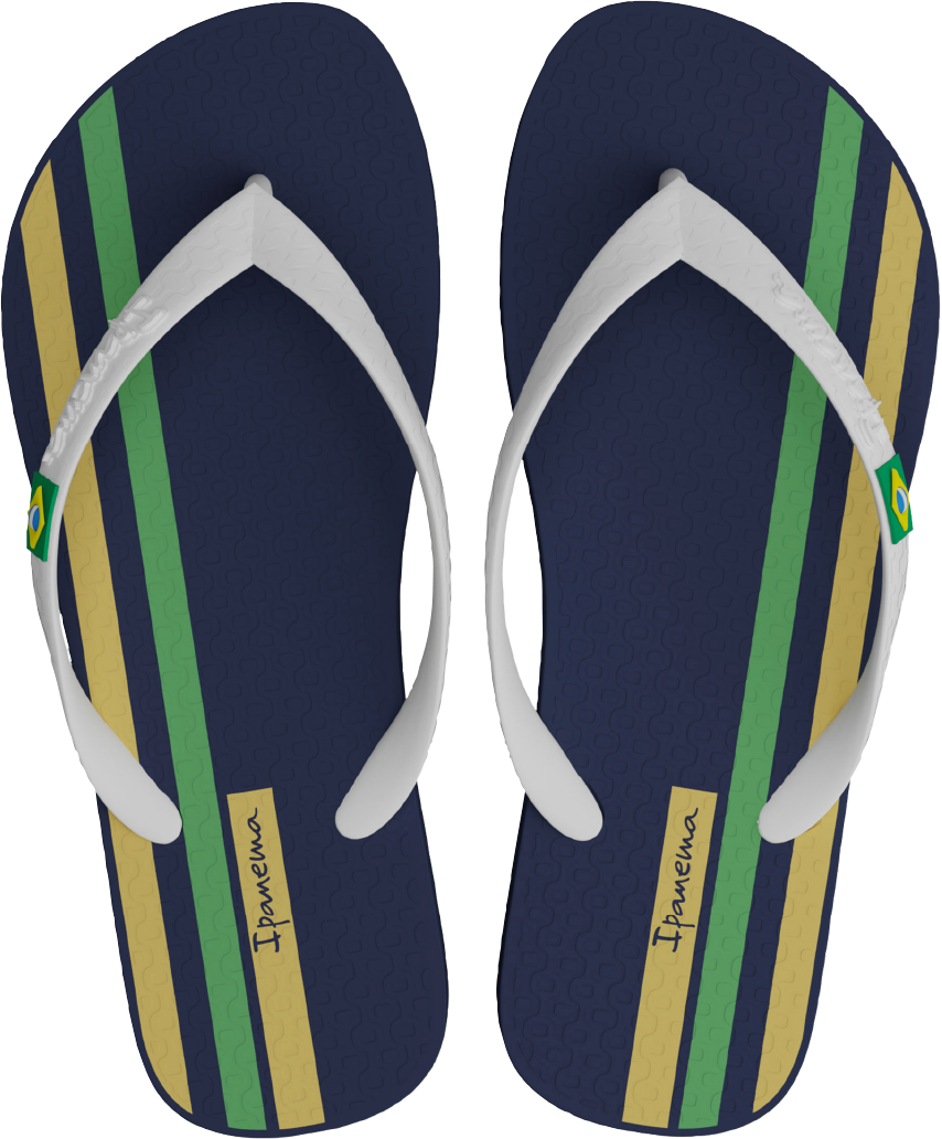 Sandalia Ipanema Brasil Masc Adulto Azul/Branco/Amarelo