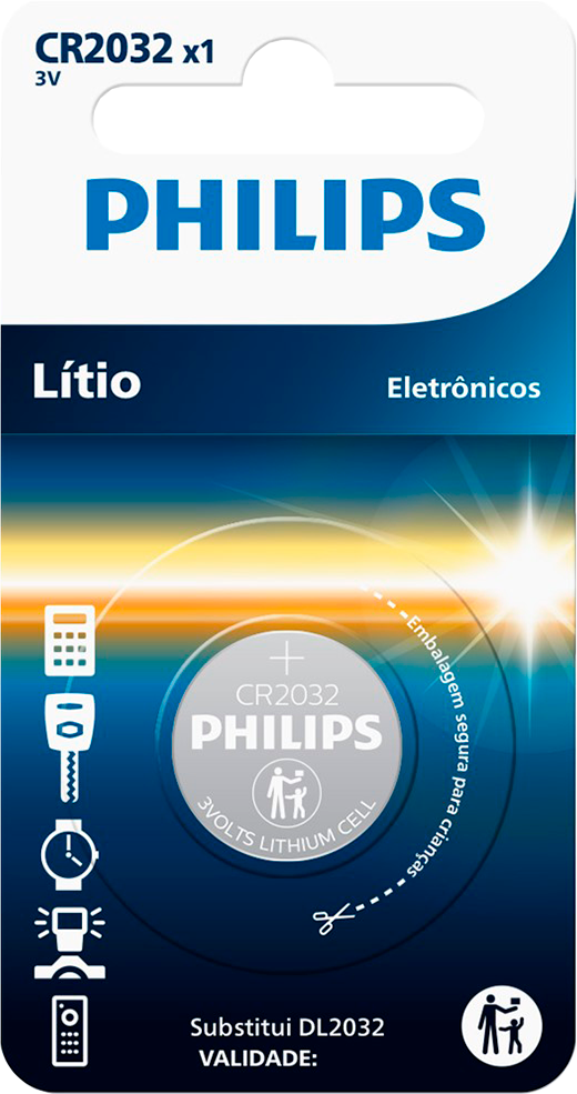 Bateria Philips Moeda 3v Cr2032p1l/59 1un