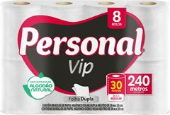 Papel Higienico Personal Vip Folha Dupla 30m 8x1