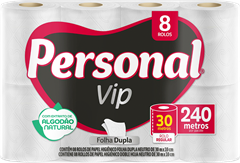 Papel Higienico Personal Vip Folha Dupla 30m 8x1