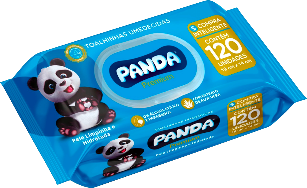 Toalha Umedecida Panda Premium Azul 120un