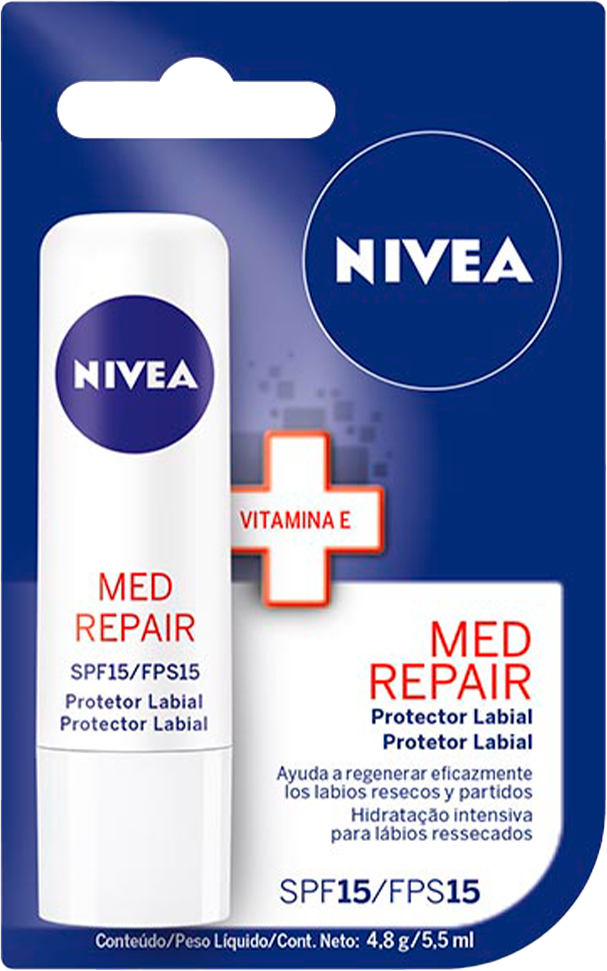 Protetor Labial Nivea Lip Care Med Repair Fps15 4,8gr