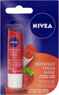 Protetor Labial Nivea Lip Care Morango Shine 4,8gr