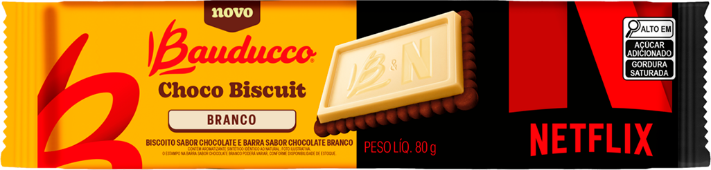 Biscoito Bauducco Biscuit Netflix Chocolate Branco 80g