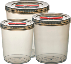 Conjunto Pote Plastico Rischioto Tampa Rosca 3pcs