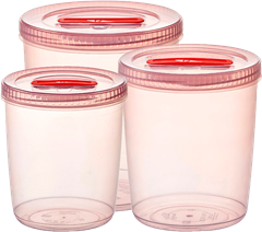 Conjunto Pote Plastico Rischioto Tampa Rosca 3pcs
