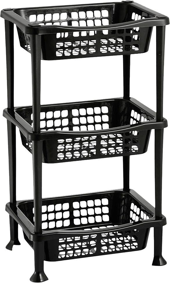 Organizador Plastico Rischioto 3 Cestos Preto