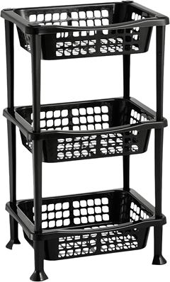 Organizador Plastico Rischioto 3 Cestos Preto