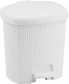 Lixeira Plastica Rischioto Com Pedal Rattan Branca 7,5l