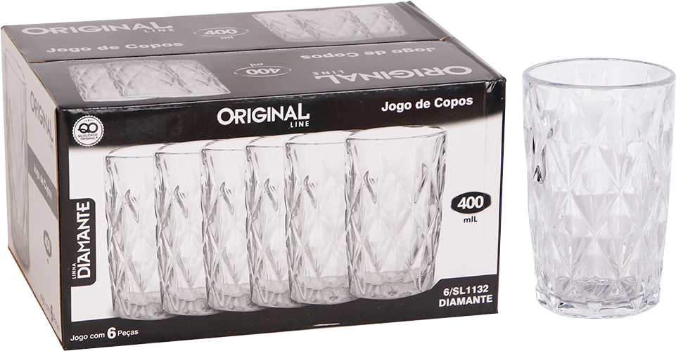 Copo De Vidro Original Line Diamante 400ml