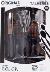 Faqueiro Inox Original Line Cabo Preto 25pcs