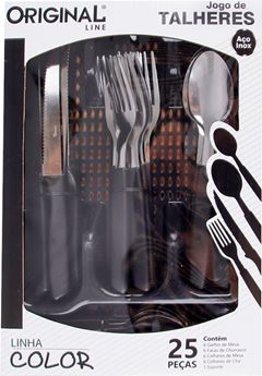 Faqueiro Inox Original Line Cabo Preto 25pcs