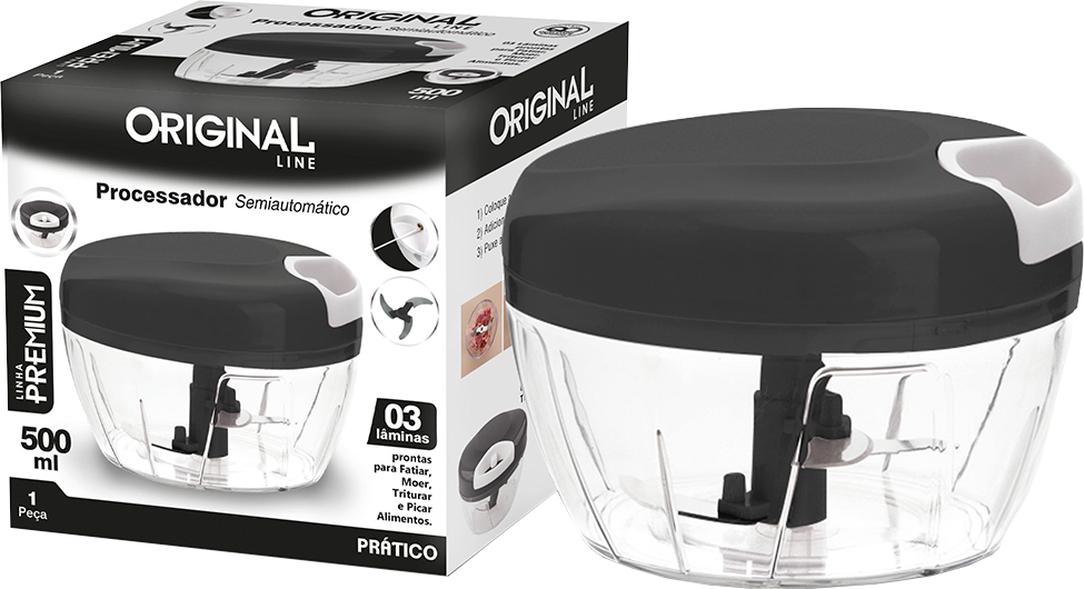 Miniprocessador Plastico Original Line Manual Preto 500ml