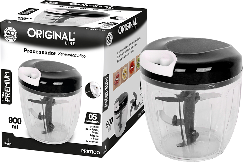 Miniprocessador Plastico Original Line Manual Preto 900ml