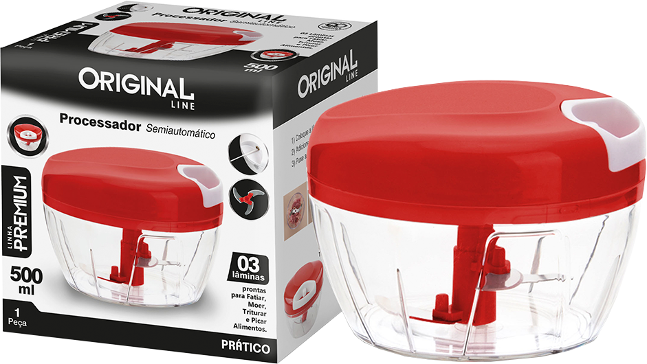 Miniprocessador Plastico Original Line Manual Vermelho 500ml