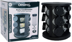 Porta Condimento Vidro Original Line Suporte Giratorio 9pcs