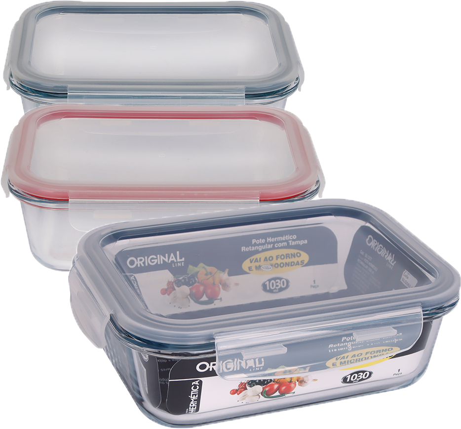 Pote De Vidro Original Line Com Tampa E Trava 1,03ml