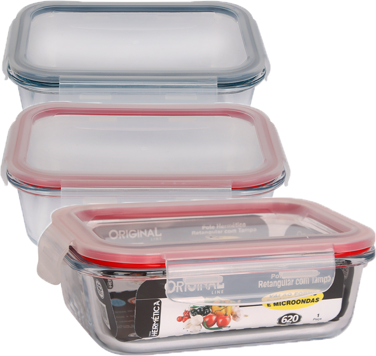 Pote De Vidro Original Line Com Tampa E Trava 620ml