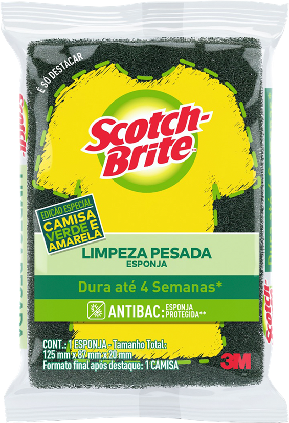 Esponja 3m Scotch Brite Limpeza Pesada Camisa Brasil