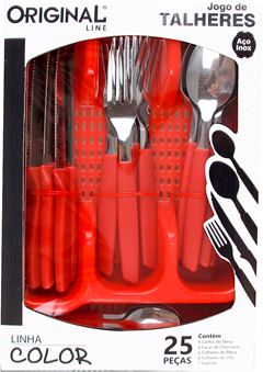 Faqueiro Inox Original Line Cabo Vermelho 25pcs