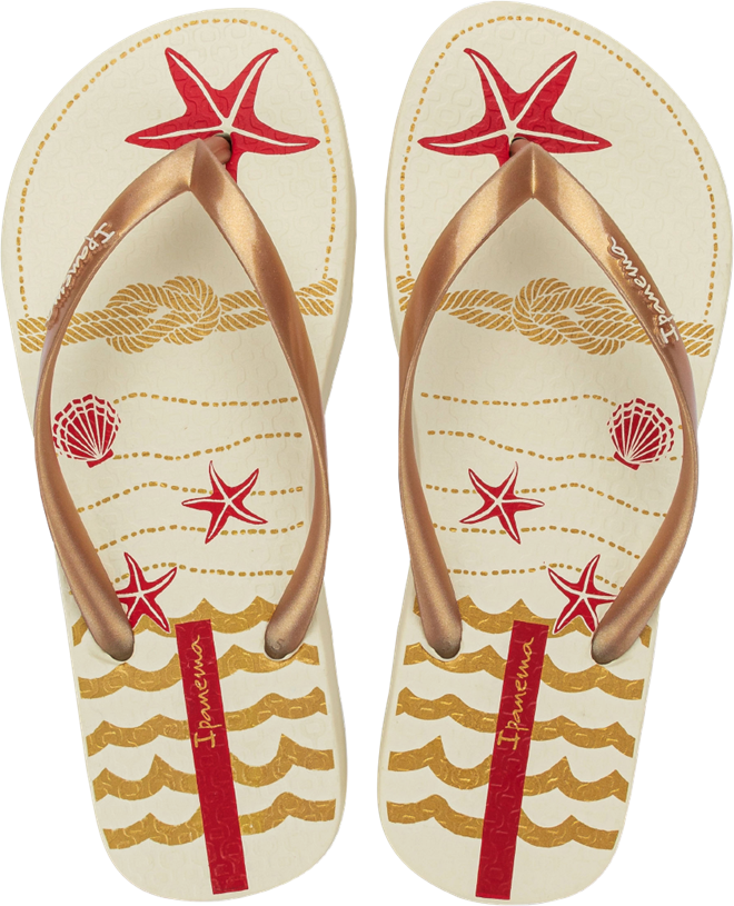 Sandalia Ipanema Navy Fem Adulto Bege/Ouro/Vermelho
