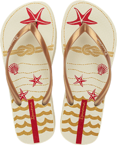 Sandalia Ipanema Navy Fem Adulto Bege/Ouro/Vermelho
