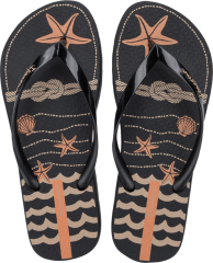 Sandalia Ipanema Navy Fem Adulto Preto/Bege/Laranja
