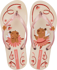 Sandalia Ipanema Capivara Fem Infantil Bege/Rosa Glitter
