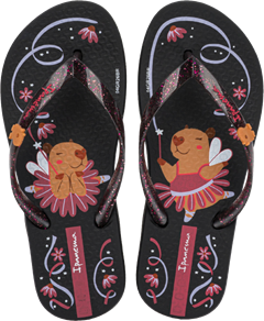 Sandalia Ipanema Capivara Fem Infantil Preto Glitter/Rosa