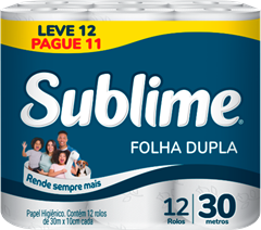 Papel Higienico Sublime Folha Dupla 30m Lv12 Pg11