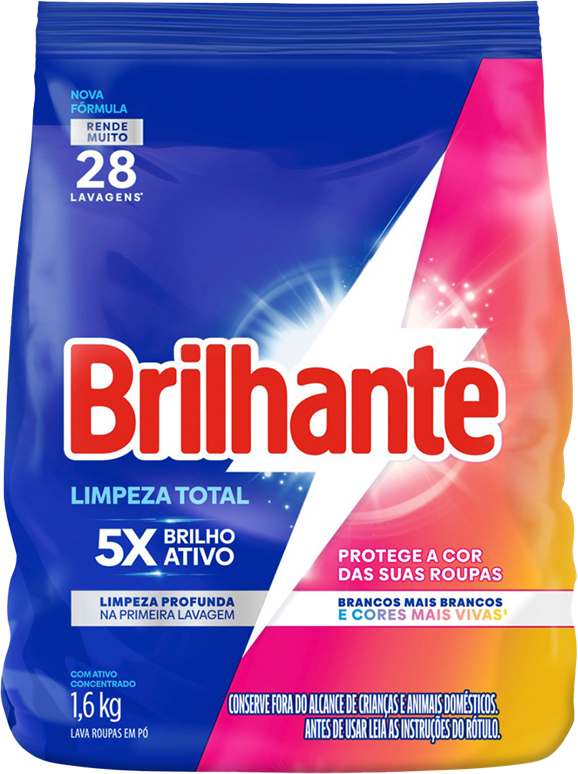 Sabao Em Po Brilhante Limpeza Total Sachet 1,6kg