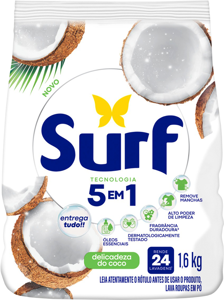 Sabao Em Po Surf Delicadeza Do Coco Sachet 1,6kg