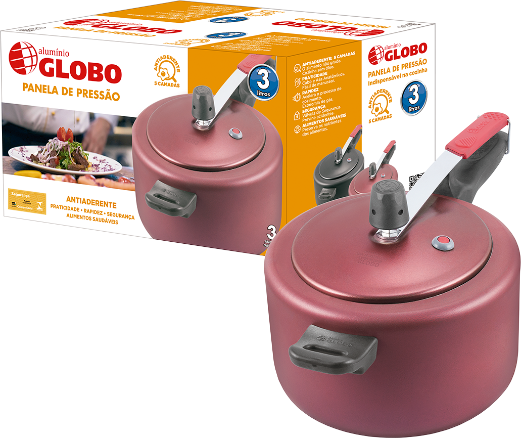 Panela Pressao Antiaderente Globo Vermelha 3l
