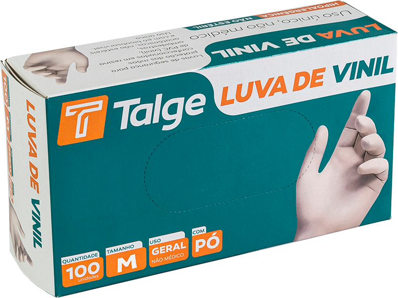 Luva Talge Vinil Com Po M 100un