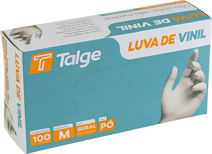 Luva Talge Vinil Sem Po M 100un