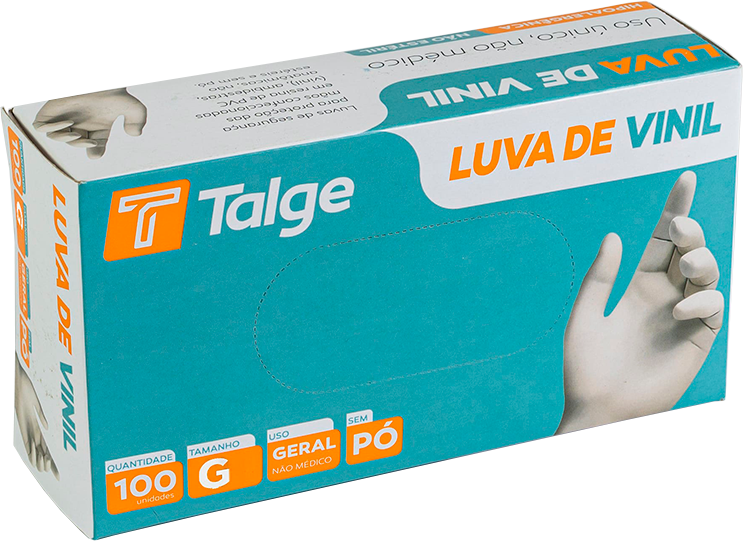 Luva Talge Vinil Sem Po G 100un