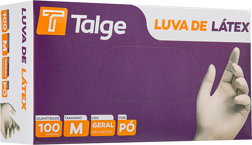 Luva Talge Latex Com Po M 100un