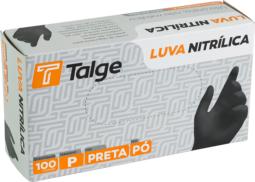 Luva Talge Nitrilica Sem Po Preta P 100un