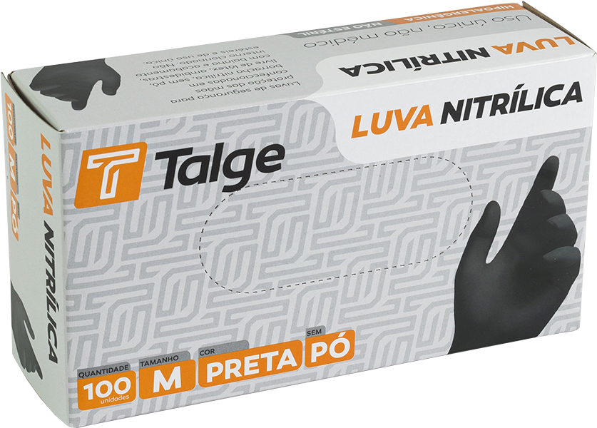 Luva Talge Nitrilica Sem Po Preta M 100un