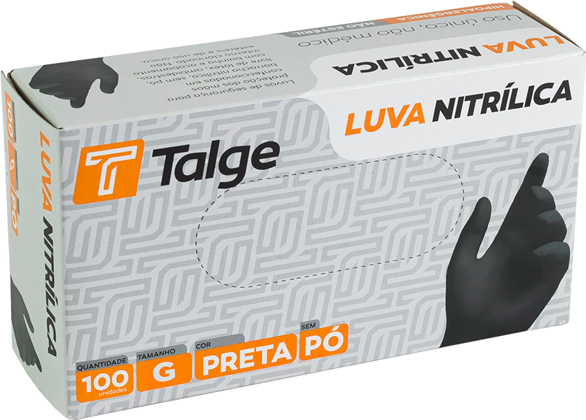 Luva Talge Nitrilica Sem Po Preta G 100un
