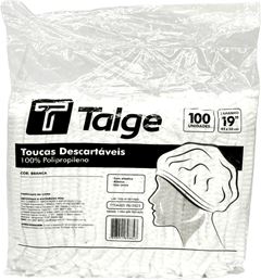 Touca Talge Descartavel Sanfonada Tnt Branca 100un