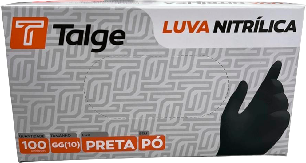 Luva Talge Nitrilica Sem Po Preta Gg 100un