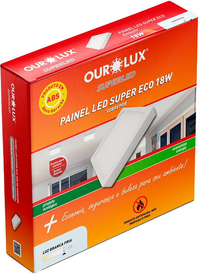Luminaria Ourolux Led Sobrepor18w 6500k Quadrada Bivolt