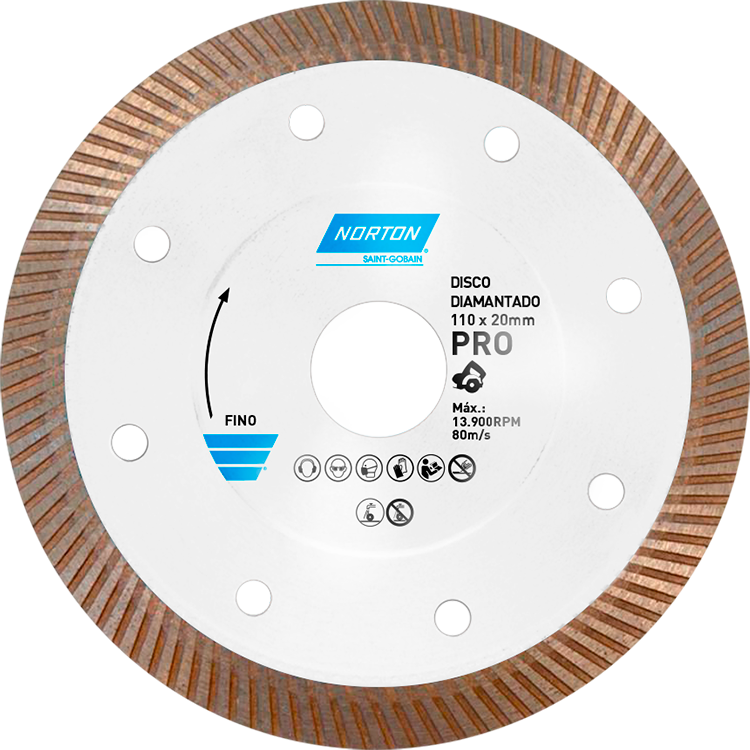 Disco Corte Diamantado Porcelanato Norton 110mmx20mm