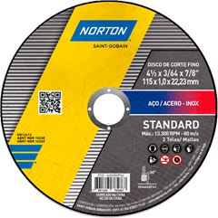 Disco Corte Standard Norton 115mm 4.1 Polegadas